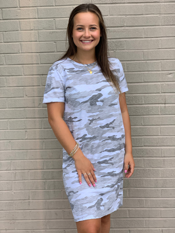 Dylan Camo Crew T-Shirt Dress White