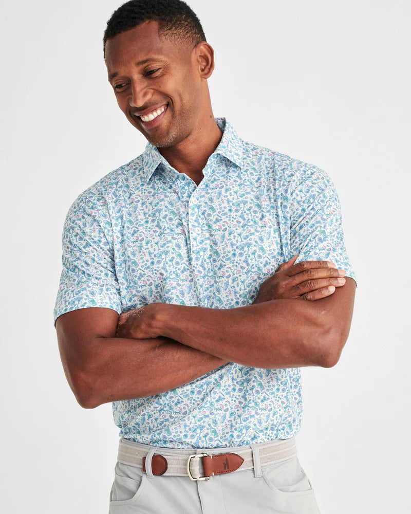 HENDRICK PRINTED POLO IN MALIBLU BY JOHNNIE-O