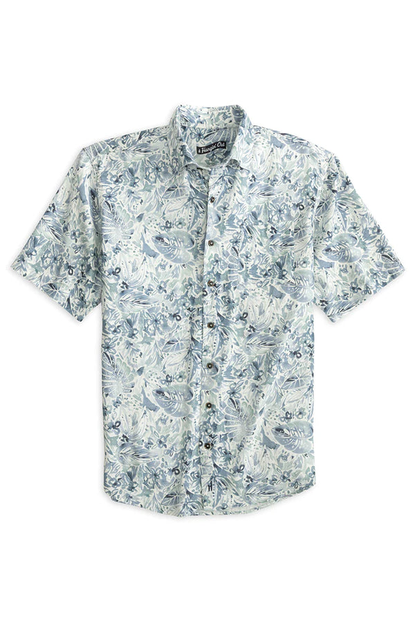 Johnnie-O Tristen Hangin' Out Short Sleeve Linen Blend Shirt Malib Print