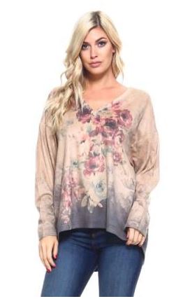 JOH Adi Oversized V-Neck Flower