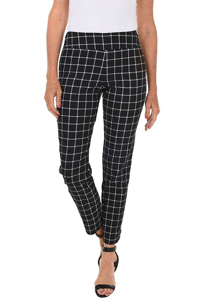 Krazy Larry Women’s Pull On Ankle Pant Black Check