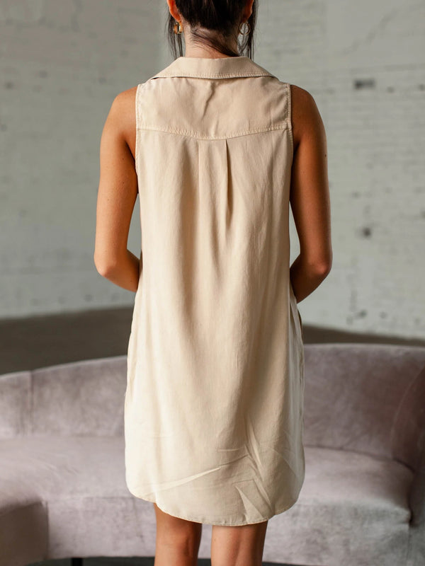 Bella Dahl Sleeveless A-Line Dress Soft Tan