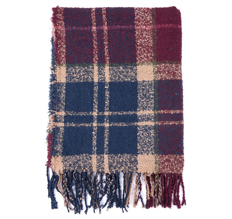 Barbour Tartan Boucle Scarf Damson