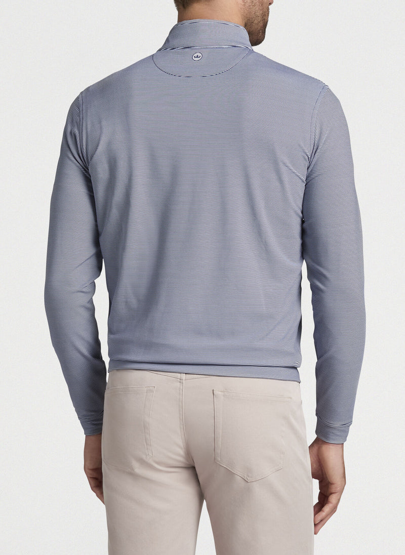 Peter Millar Perth Sugar Stripe Performance Quarter-Zip Navy/White