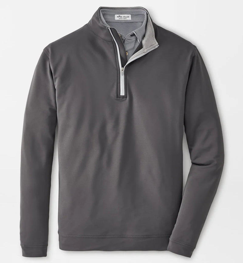 Peter Millar PERTH STRETCH LOOP TERRY QUARTER-ZIP IN IRON