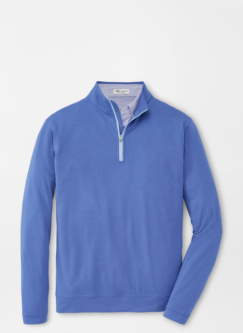 Peter Millar Perth Performance Melange Quarter-Zip True Blue
