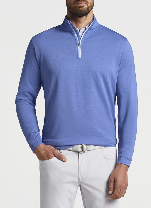 Peter Millar Perth Performance Melange Quarter-Zip True Blue