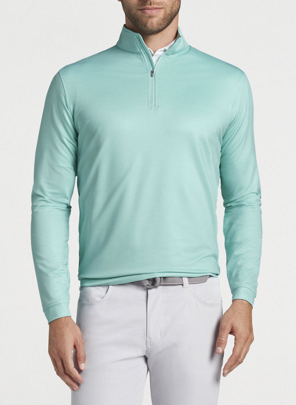 Peter Millar Perth Basketweave Performance Quarter Zip Willow Mist