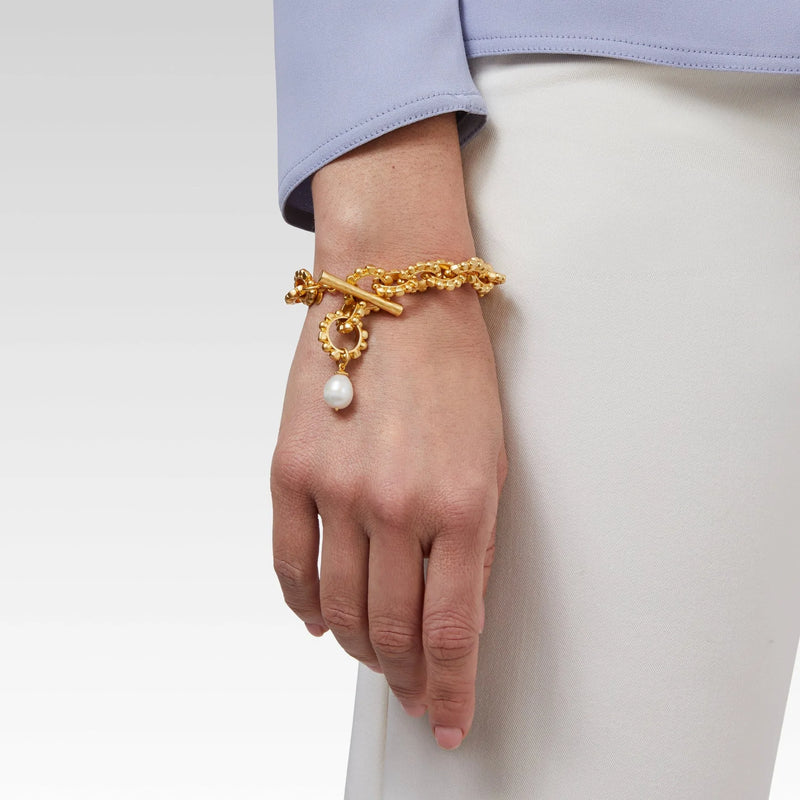 Julie Vos Marbella Link Bracelet Gold Freshwater Pearl