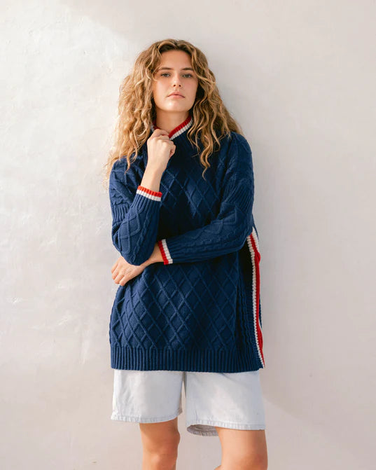 Mersea The Sailor Sweater With Accent Tipping  Navy