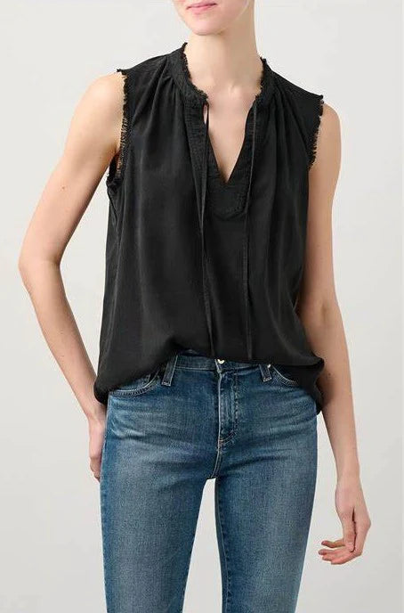 Bella Dahl Sleeveless Fray Edge Pullover Vintage Black