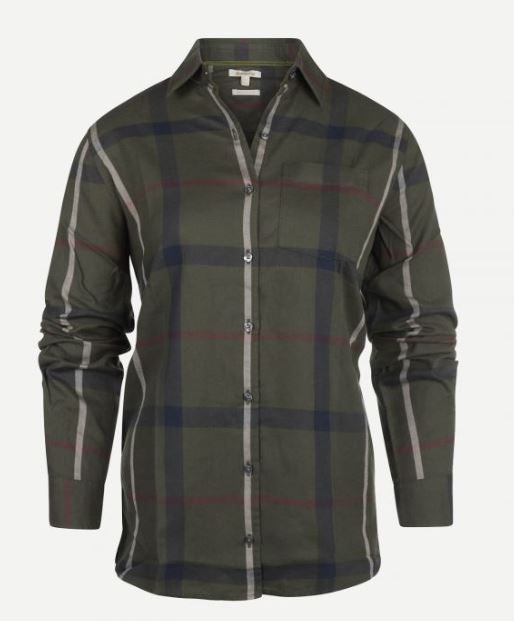 Barbour Oxer Check Shirt Olive/Rosewater