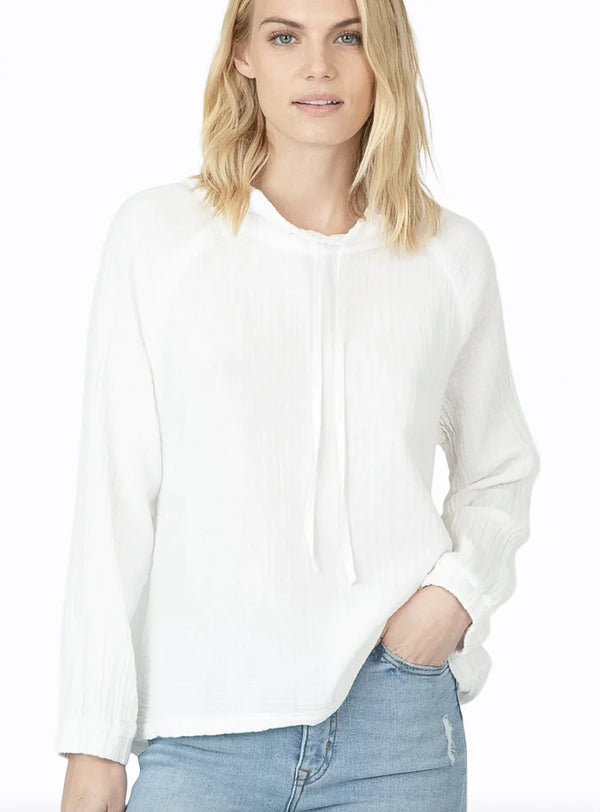 Dylan Slub Double Weave Raglan Pullover White