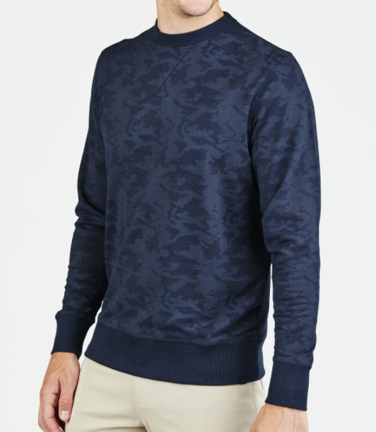 Tasc Performance Varsity French Terry Sweatshirt Navy Camo