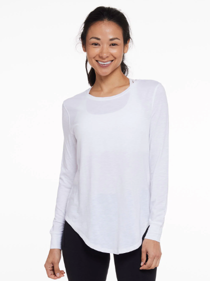 Tasc Longline Long Sleeve Top White