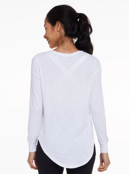 Tasc Longline Long Sleeve Top White