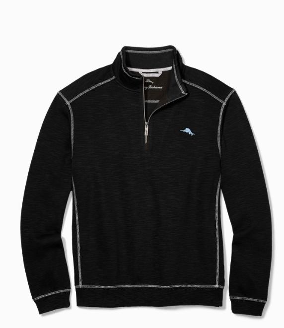 Tommy Bahama Big & Tall Tobago Bay Half-Zip Sweatshirt Black