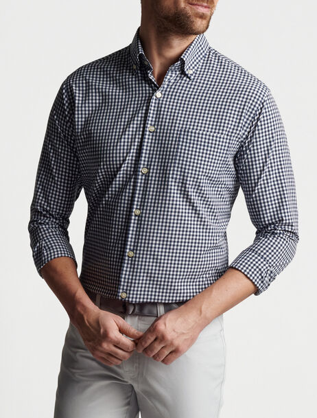 Peter Millar Camley Performance Poplin Sport Shirt Navy