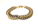 LJ Sonder Tyler Bracelet with Three Strands Mixed Gold/Antique Silver