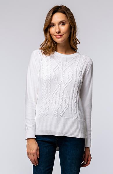 Tyler Boe Cotton Side Button Cable Knit Sweater Bright White