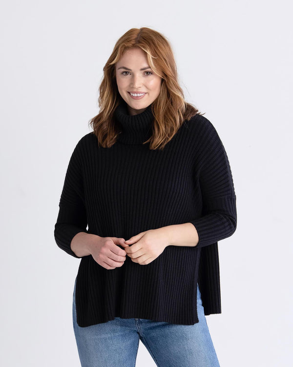 Mersea New Yorker Ribbed Cowl Sweater Black