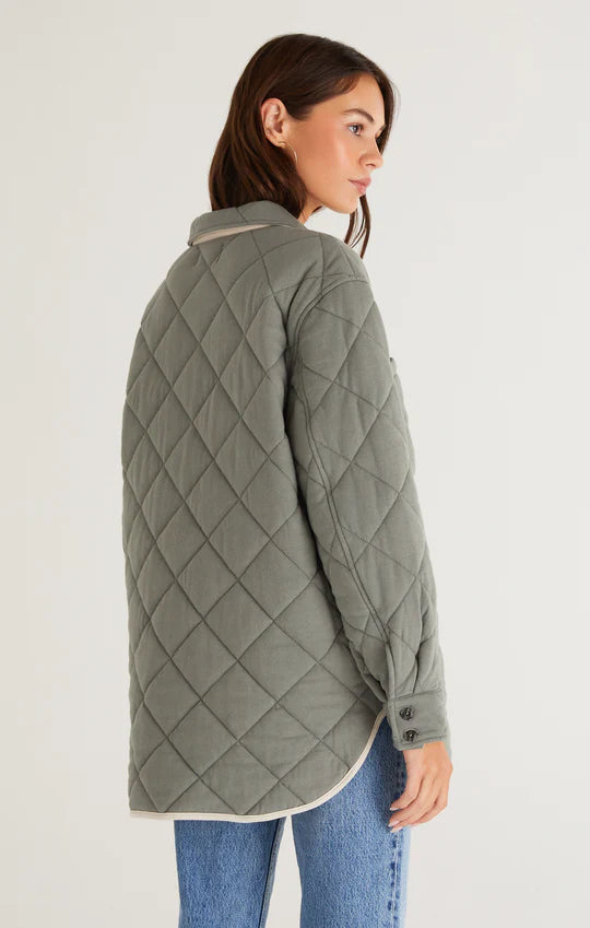 Z Supply Maya Quilted Shacket Ash Green
