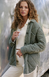 Z Supply Maya Quilted Shacket Ash Green