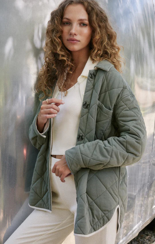 Z Supply Maya Quilted Shacket Ash Green