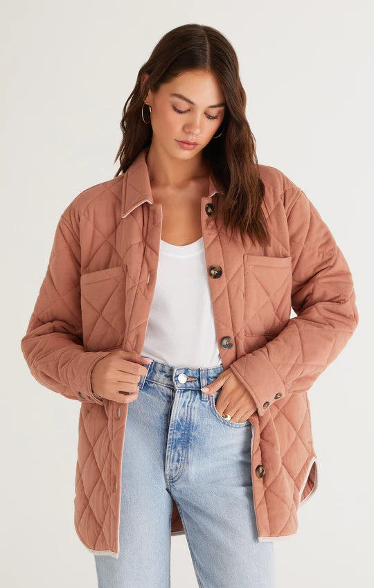 Z Supply Maya Quilted Shacket Burnt Cedar