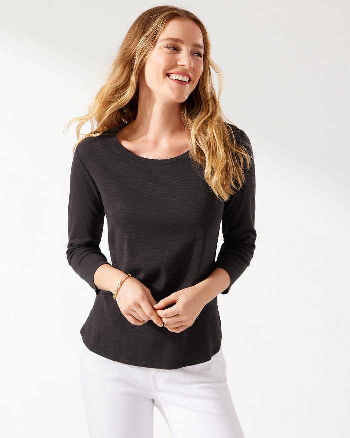 Tommy Bahama Ashby Isles Rib ¾-Sleeve T-Shirt Black