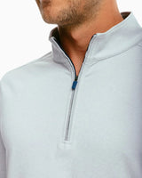 Southern Tide Backbarrier Heather Performance Quarter Zip Pullover - Heather Seagull Grey