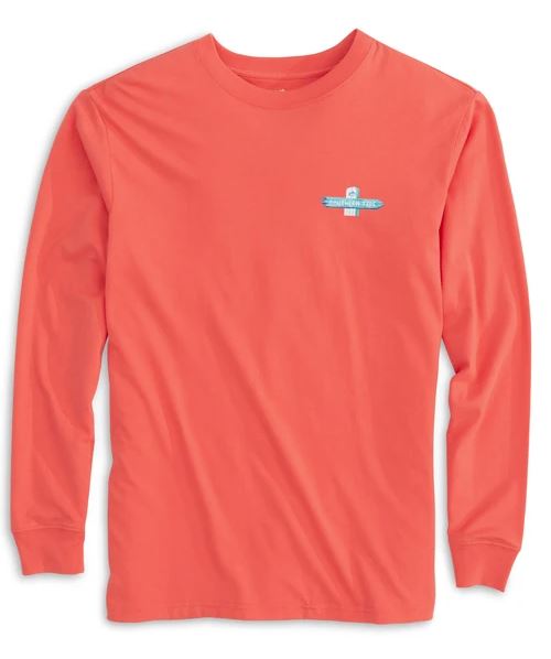 Southern Tide Weathered Beach Signs Long Sleeve T-Shirt Coral