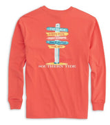 Southern Tide Weathered Beach Signs Long Sleeve T-Shirt Coral