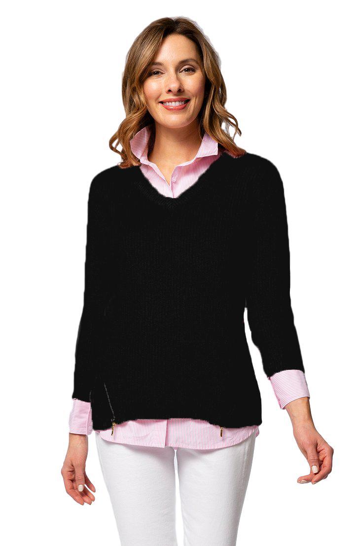 Tyler Boe Cotton Mineral Wash Shaker Sweater Black