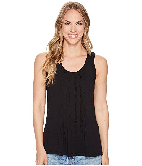 Dylan Vintage Soft Cotton Pleated & Ruffle Black Tank
