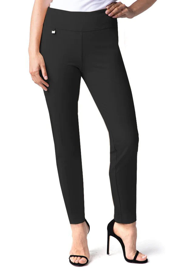 Slimsation Wide Band Elastic Waist Pull-On Ankle Pant Black