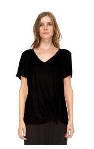 JOH Kendall V-Neck Short Sleeve Top Black