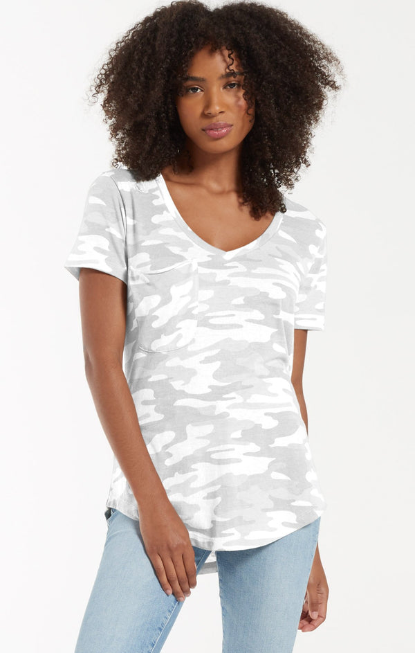 Z Supply Camo Pocket Tee Camo Dove Grey