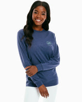 Southern Tide Camp Fire Heathered Long Sleeve T-Shirt True Navy