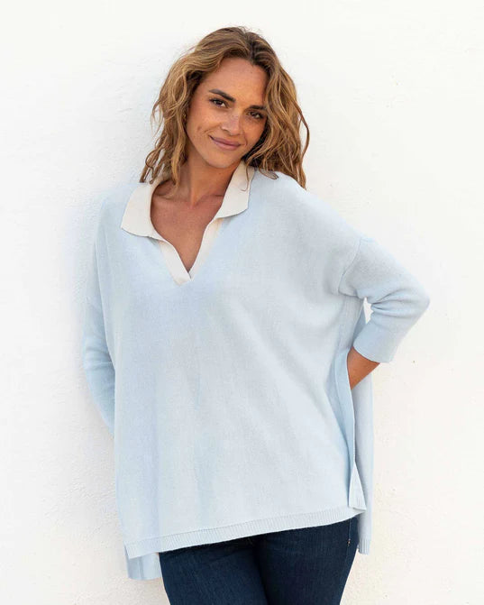 Mersea Catalina Polo Sweater Sky