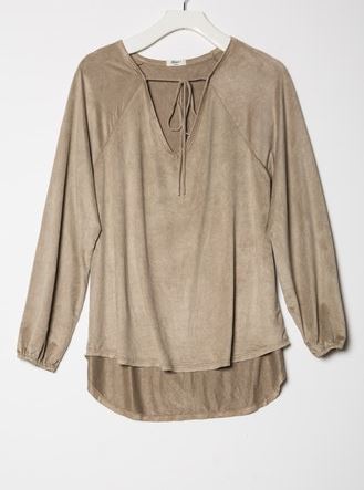 Dylan Luxe Suede Knit L/S V-Neck Chamois