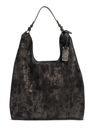 Trask Cheyenne Slouchy Tote Black Metallic Sheepskin