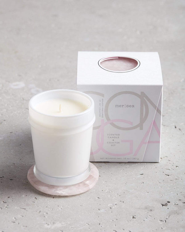 Mersea Coconut Sugar Boxed Candle & Agate Coaster