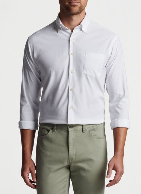 Peter Millar Collins Performance Oxford Sport Shirt White