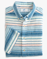 Southern Tide Cooley Stripe Short Sleeve Button Down Sport Shirt: White