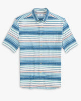 Southern Tide Cooley Stripe Short Sleeve Button Down Sport Shirt: White