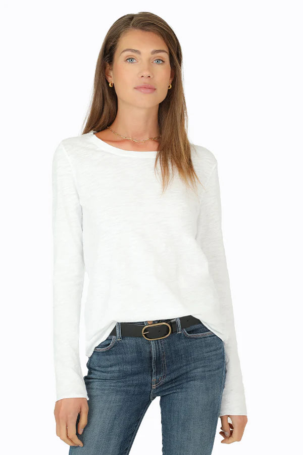 Dylan Cotton Slub L/S Modern Crew White