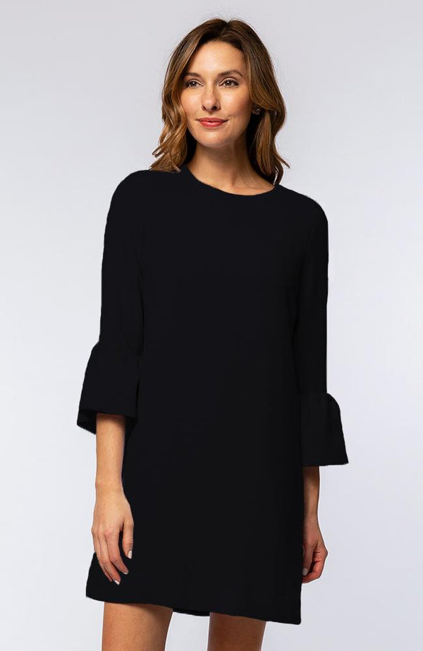 Tyler Boe Sydney Crepe Ruffle Sleeve Dress Black