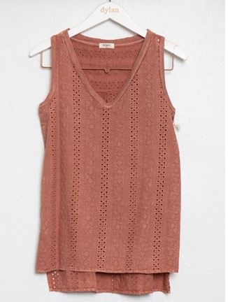 Dylan Eyelet & Embroidery Tank Currant