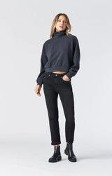 Mavi Kathleen High Rise Boyfriend Jean Black Feather Blue 28" Length